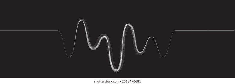  Equalizador de som digital . Sinal de frequência de sinal de áudio . Forma ondulada linear de fluido de fluxo abstrato . Linhas de volume acústico .Padrão de linhas curvas . Onda sonora de música . Ilustração vetorial