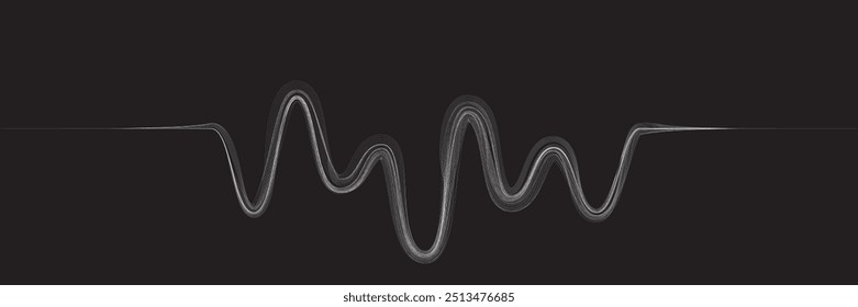  Equalizador de som digital . Sinal de frequência de sinal de áudio . Forma ondulada linear de fluido de fluxo abstrato . Linhas de volume acústico .Padrão de linhas curvas . Onda sonora de música . Ilustração vetorial