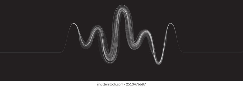  Equalizador de som digital . Sinal de frequência de sinal de áudio . Forma ondulada linear de fluido de fluxo abstrato . Linhas de volume acústico .Padrão de linhas curvas . Onda sonora de música . Ilustração vetorial