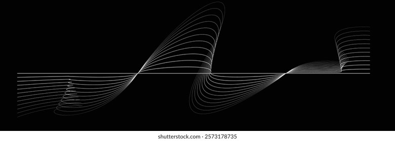 Digital sound equalizer . Audio signal frequency signal . Abstract flow linear fluid wavy shape . Acoustic volume lines .Curved lines pattern . Music sound wave . Vector illustration