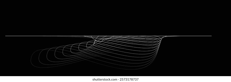 Digital sound equalizer . Audio signal frequency signal . Abstract flow linear fluid wavy shape . Acoustic volume lines .Curved lines pattern . Music sound wave . Vector illustration