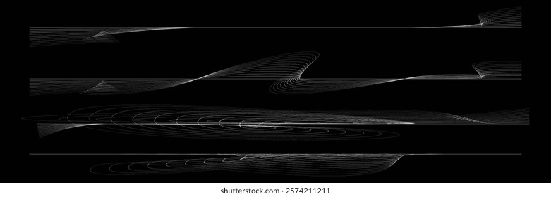 Digital sound equalizer . Audio signal frequency signal . Abstract flow linear fluid wavy shape . Acoustic volume lines .Curved lines pattern . Music sound wave . Vector illustration