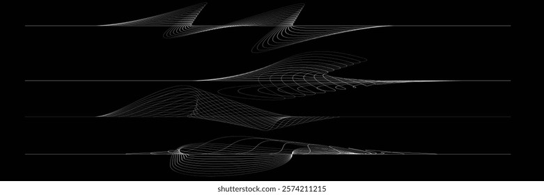 Digital sound equalizer . Audio signal frequency signal . Abstract flow linear fluid wavy shape . Acoustic volume lines .Curved lines pattern . Music sound wave . Vector illustration