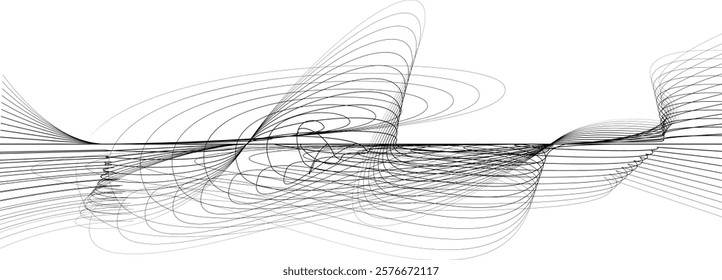 Digital sound equalizer . Audio signal frequency signal . Abstract flow linear fluid wavy shape . Acoustic volume lines .Curved lines pattern . Music sound wave . Vector illustration