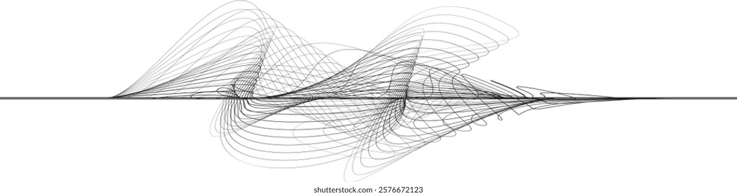 Digital sound equalizer . Audio signal frequency signal . Abstract flow linear fluid wavy shape . Acoustic volume lines .Curved lines pattern . Music sound wave . Vector illustration