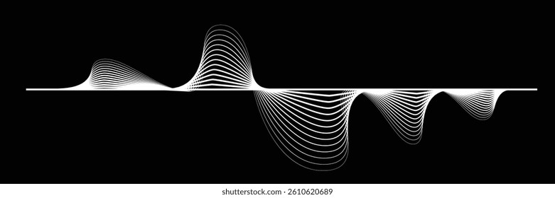Digital sound equalizer . Audio signal frequency signal . Abstract flow linear fluid wavy shape . Acoustic volume lines .Curved lines pattern . Music sound wave . Vector illustration
