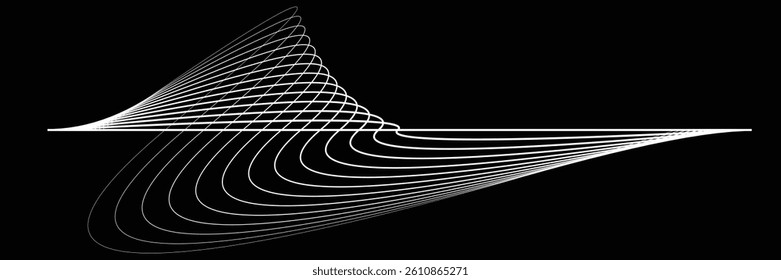 Digital sound equalizer . Audio signal frequency signal . Abstract flow linear fluid wavy shape . Acoustic volume lines .Curved lines pattern . Music sound wave . Vector illustration
