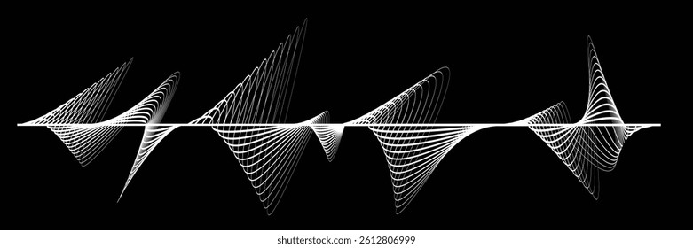 Digital sound equalizer . Audio signal frequency signal . Abstract flow linear fluid wavy shape . Acoustic volume lines .Curved lines pattern . Music sound wave . Vector illustration