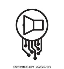 Digitalschallsymbol - Lautsprecher mit elektronischen Leitungen