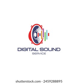 Vector de diseño de logotipo de servicio de sonido digital, Plantilla de logotipo de sistema de sonido, diseño de concepto creativo, símbolo de ícono.
