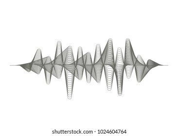 Digital sound wave. Audio equalizer. Musical pulse. Vector music wave. Monochrome illustration on white background.