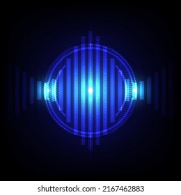 digital sound wave background, abstract networking technology glow neon style