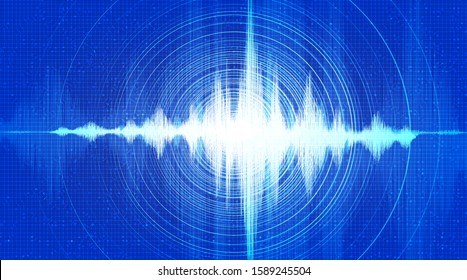 Digital Sound Wave Background with Circle Vibration, technology and earthquake wave diagram concept, design for music studio and science,Vector Illustration.