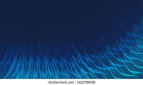 Digital Sound wave background, Wavy Particle Surface and earthquake Wave concept design, vector Illustration.