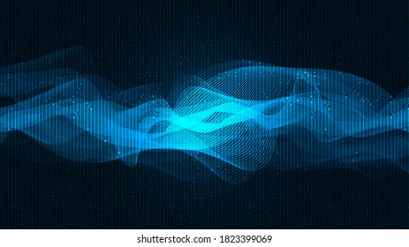 Digital Sound Wave Hintergrund, Technologie und Erdbeben-Wave-Diagramm Konzept, Design für Musikstudio und Wissenschaft, Vektorgrafik.