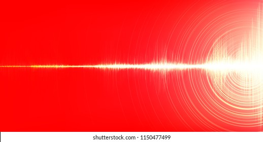 Digital Sound Wave with Circle Vibration on Orange background,Earthquake wave diagram concept,design for education and science,Vector Illustration.