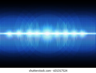 Digital sound wave music equalizer technology on dark blue abstract background.Vector illustration.