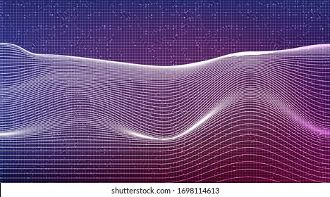 Digital Sound wave on Dynamic Technology Background.