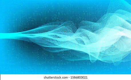 Digital Sound Wave on Light Blue Background,technology and earthquake wave diagram concept,design for music studio and science,Vector Illustration.