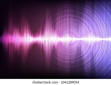 Digital Sound waves on Light Purple background,technology and earthquake wave concept,design for music industry,Vector,Illustration.