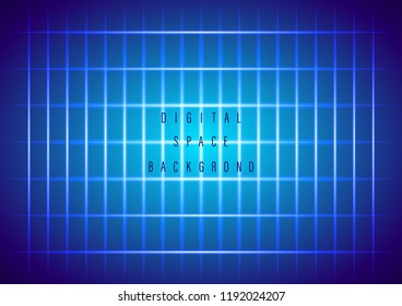 Digital space abstract background. Blue vertical and horizontal rays. Vector Illustration