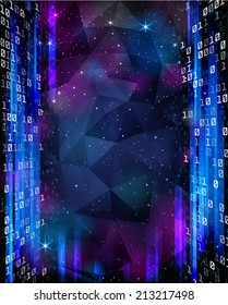 Digital Space. Background with stars and numbers. Mask was used. Stars are separated on layer.