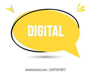 Digital speech bubble text. Hi There on bright color for Sticker, Banner and Poster. vector illustration.