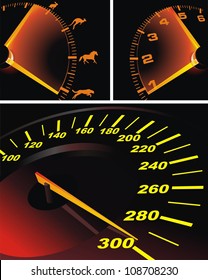 Digital speedometer with arrow being shown