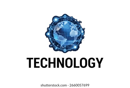 Globale Link-Technologie-Logo-Design für digitale Sphäre. 3D dreidimensionaler Stil. Symbolgrafikvorlage Abstraktes geometrisches Muster