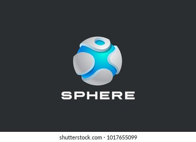 Digital Sphere Man Abstract Logo Design Vector Template. Virtual World Circle Logotype Concept Icon.