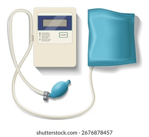 Digitales Blutdruckmessgerät. Automatische Blutdrucküberwachung, ein modernes medizinisches Gerät zu Hause. Diagnose von Bluthochdruck und Hypotonie, Pulsfrequenz und kardiovaskulärer Gesundheitsprävention. 