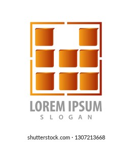 Digital square brown logo concept design. Symbol graphic template element