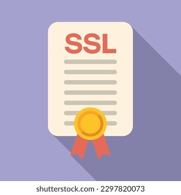 Digital SSL certificate icon flat vector. Secure website. Safety network