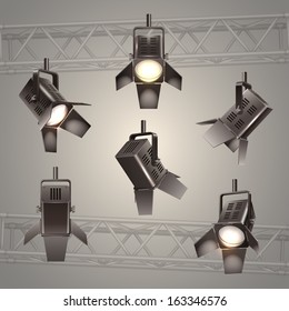 Digital stage lighting elements vector illustration