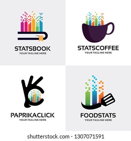 Digital Stats Logo Set Design Template Collection