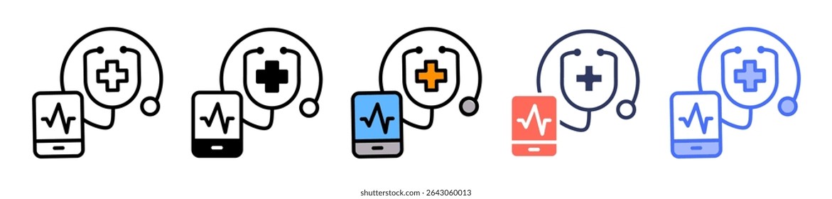 Digital Stethoscope Icon Multiple Vector Illustration
