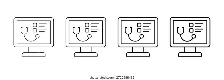 Iconos digitales del estetoscopio Vector fijado en diverso estilo de la línea del movimiento