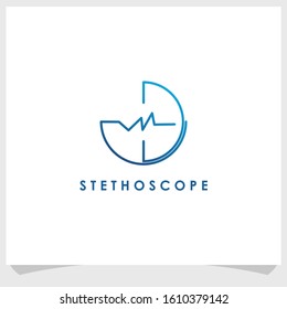 digital stethoscope logo design concept, medical logo design template