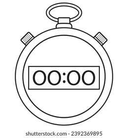 A digital stop watch in outline and vector. 