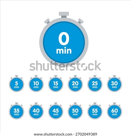Digital Stopwatch Collection with Incrementing Time Intervals for Task Management and Fitness Tracking