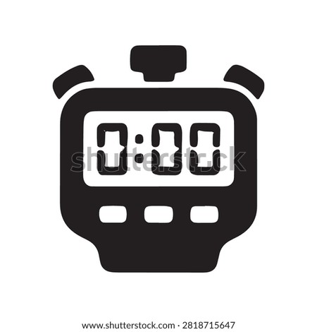 Digital stopwatch icon showing zero time for sport and timing applications with stopwatch, competition