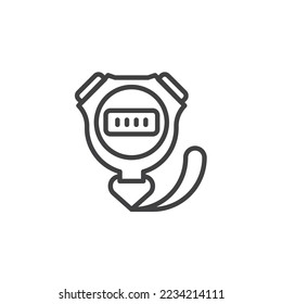 Digital stopwatch line icon. linear style sign for mobile concept and web design. Countdown timer outline vector icon. Symbol, logo illustration. Vector graphics