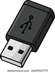 Ilustración de la unidad USB de almacenamiento digital - Icono de Memory Stick de estilo de dibujos animados para transferencia de datos y conceptos de Tecnología