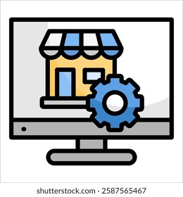 Digital Store Management Icon Element For Design