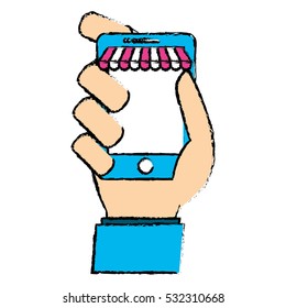 digital store modern cellphone icon image vector illustration design 