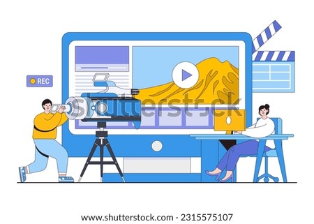 Digital Storytelling and Content Creation Concept with Person Filming a Video and Editing Content.