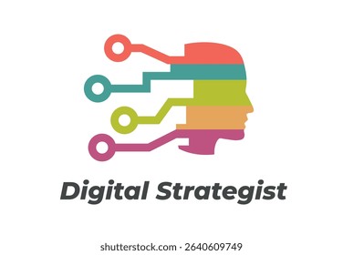 Digital strategist using innovative technology to transform business, enhancing efficiency and driving growth. Vector logo