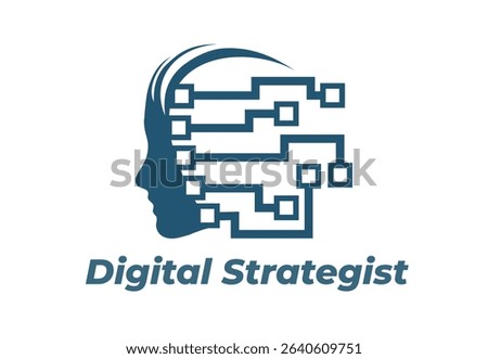 Digital strategist using innovative technology to transform business, enhancing efficiency and driving growth. Vector logo