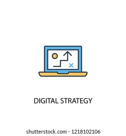 digital strategy concept 2 colored line icon. Simple yellow and blue element illustration. digital strategy concept outline symbol design