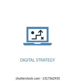 digital strategy concept 2 colored icon. Simple blue element illustration. digital strategy concept symbol design. Can be used for web and mobile UI/UX